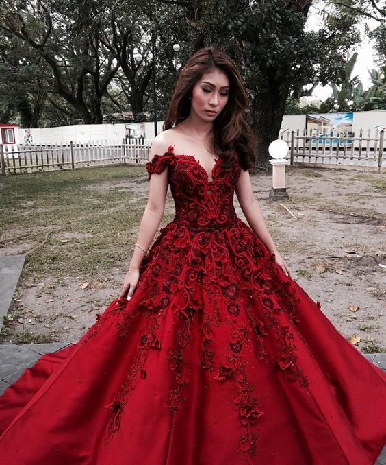 black and red gown for debut