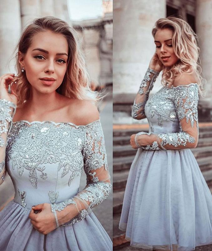 Gray Lace Tulle Short Prom Dress Gray Lace Tulle Homecoming Dress On Luulla 