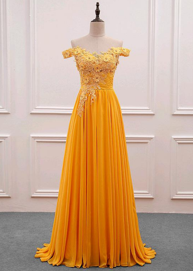 Fascinating Tulle & Chiffon Offtheshoulder Neckline Prom Dresses,A