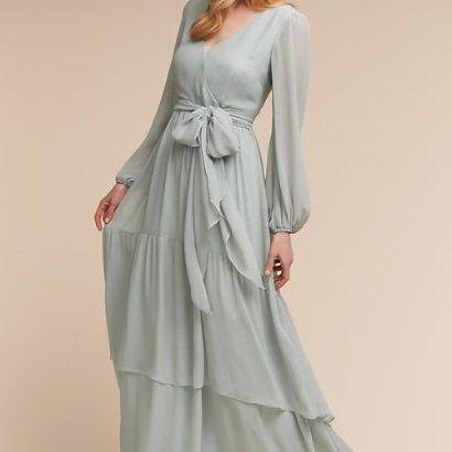 long sleeve flowy formal dress